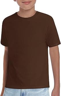 Haloumoning Boys T-Shirts Kids Short Sleeve Crewneck Solid Basic Tees Casual Tops 5-14 Years