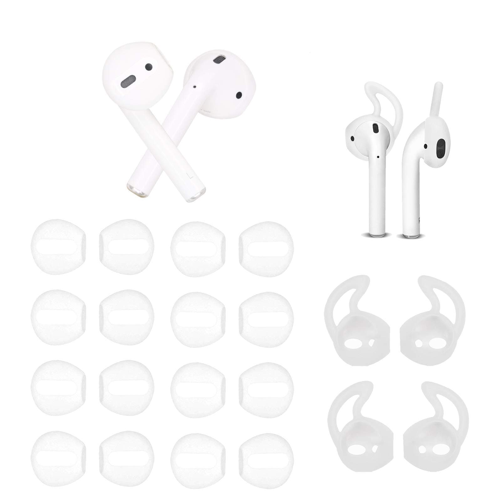10 Pairs Replacement Fit in Case Covers Silcone Earbuds Ear Hooks Grip for 1 2 Tips,Earpods(White)