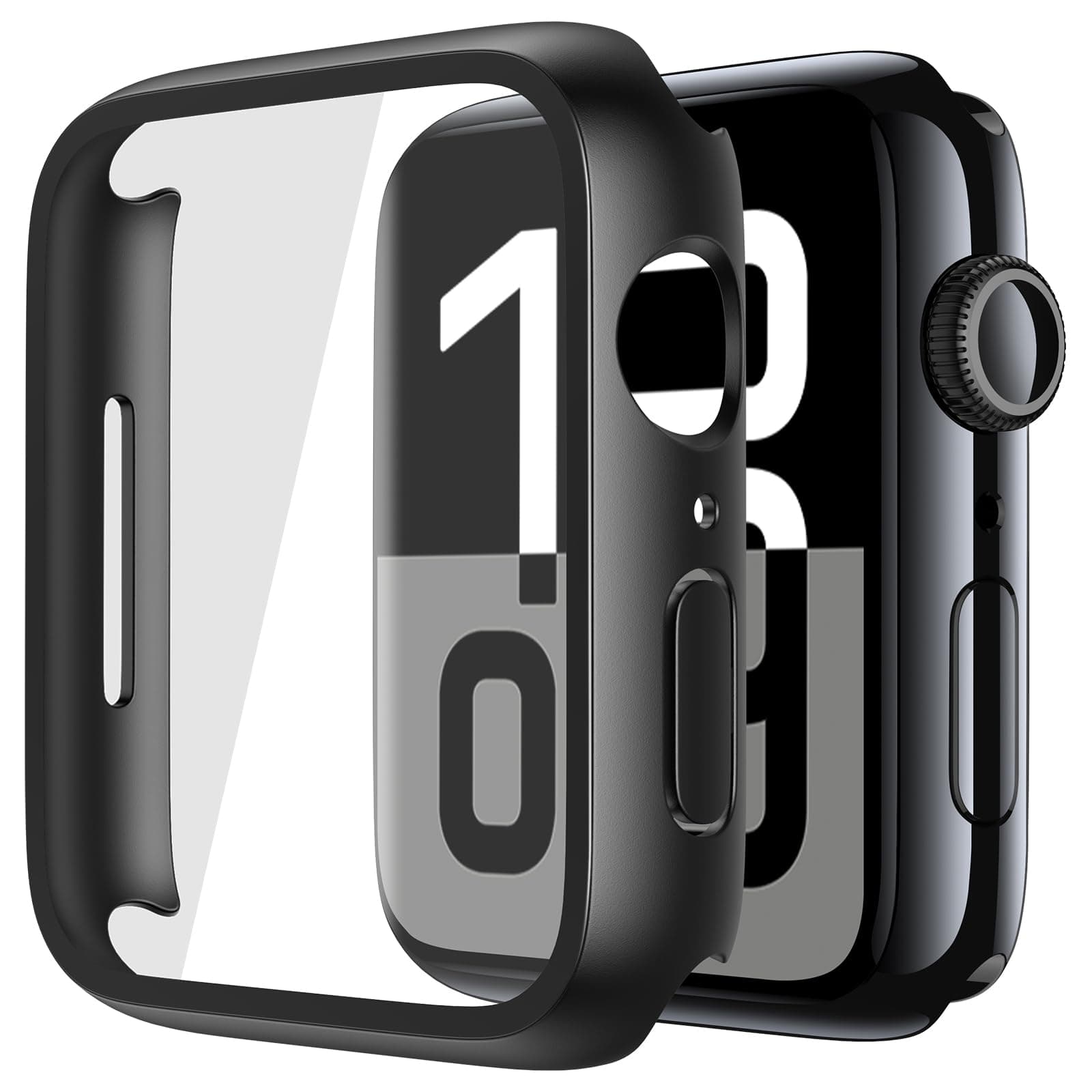 Misxi 2 Pack Tempered Glass Case Compatible for Apple Watch Series 11 (2025) Series 10 42mm, Hard PC Screen Protector Overall Protection Ultra-Thin Lightweight Scratch-Resistant Cover for iWatch, Black