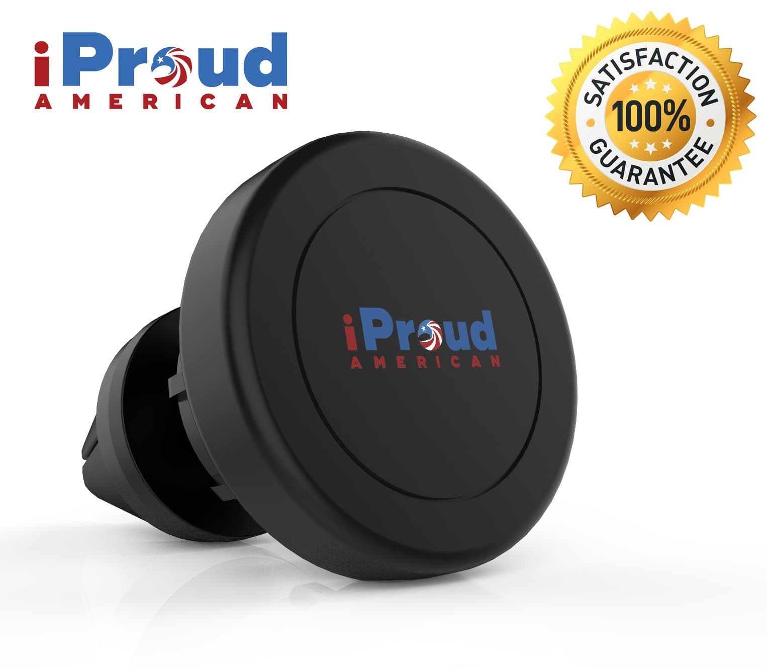 Universal Air Vent Magnetic Car Mount Holder for any Mobile Phone | iPhone 7 Plus 6 6s 5 5s SE Samsung Galaxy LG HTC | Smartphones | Auto GPS Navigation Device | iPod | Black | by iProudAmerican