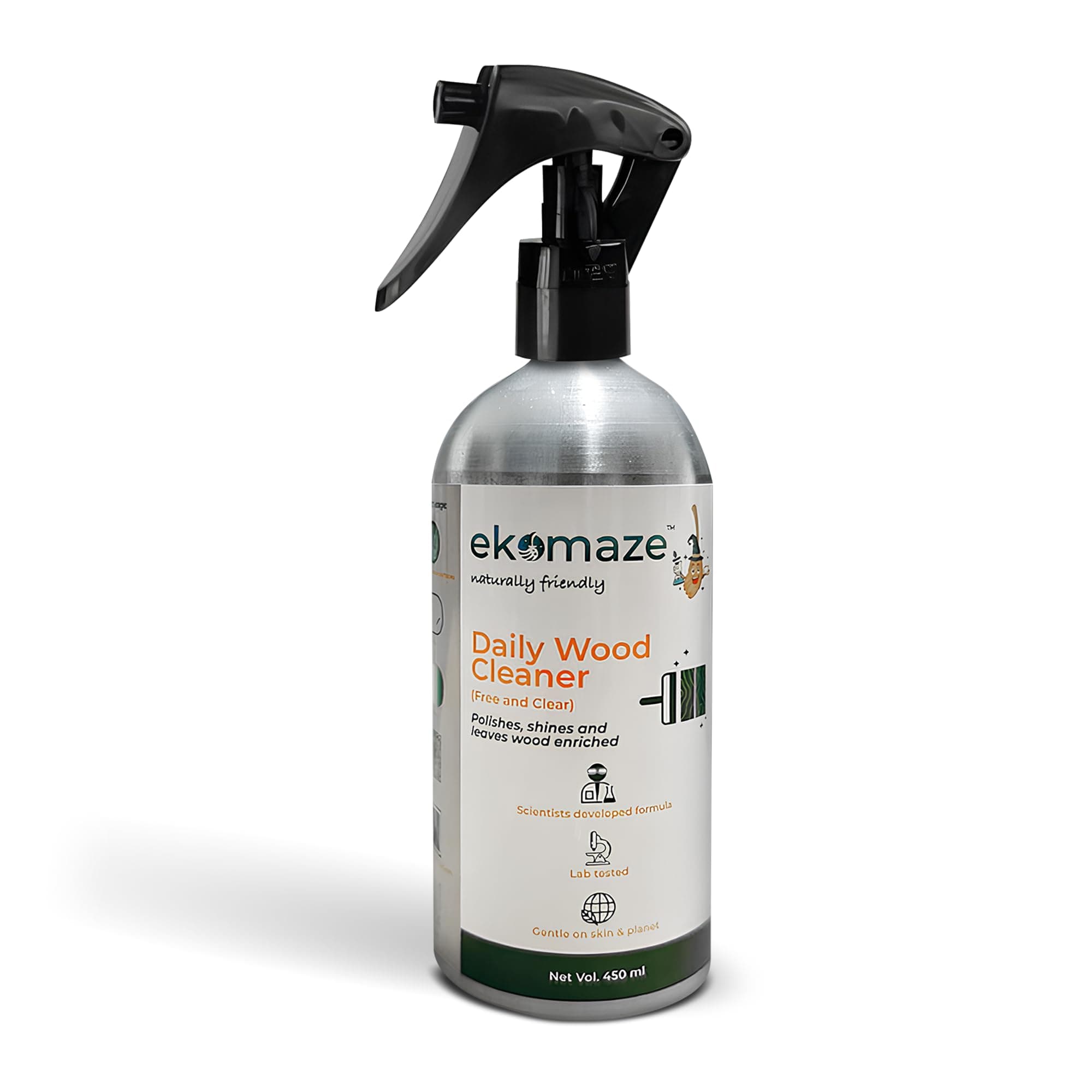 Plant-based Wood Cleaner (450 ml) | Plant Based Formula that Cleans Furnitures, Tables| 3-in-1 Clean, Shine, Protect Wooden Surfaces | Non-toxic, Biodegradable, Kid, Pet Safe