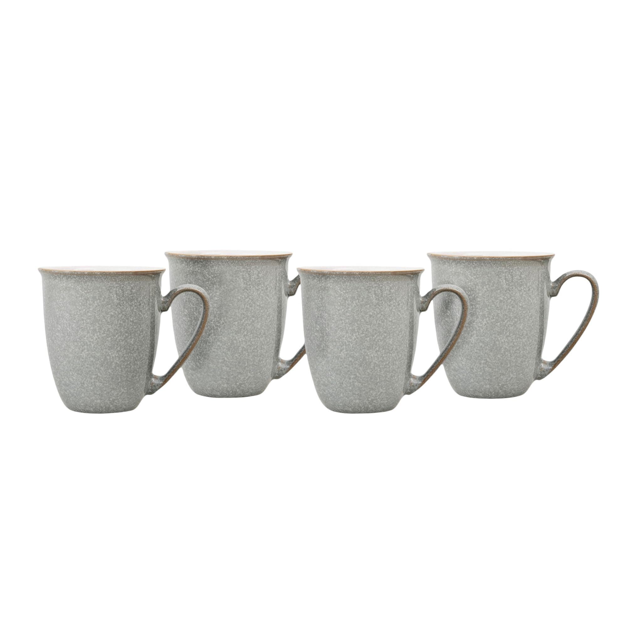 Elements Light Grey Coffee Mug Set of 4 - 330ml Stoneware Ceramic Tea Mug Set For Home & Office - Dishwasher Safe, Microwave Safe - Pale Grey, White - Chip Resistant