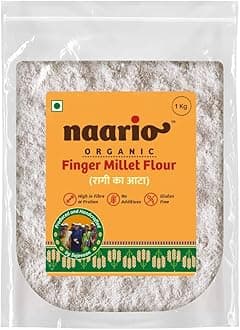 Naario Organic Ragi Atta 1kg Gluten-Free Finger Millet Atta, High in Fiber, Protein, Iron & Calcium – Healthy & Natural Ragi Flour