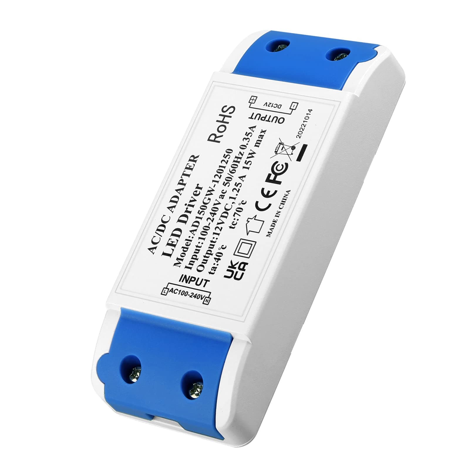 LED Transformer 12 V, LED Transformer 1-15 W, 230 V to 12 V 5 a LED Power Supply Driver, No LED Flicker, LED Transformer AC to DC Switches Low Voltage Transformer, for Mr11 G4 Mr16 Gu5.3 LED Bulbs