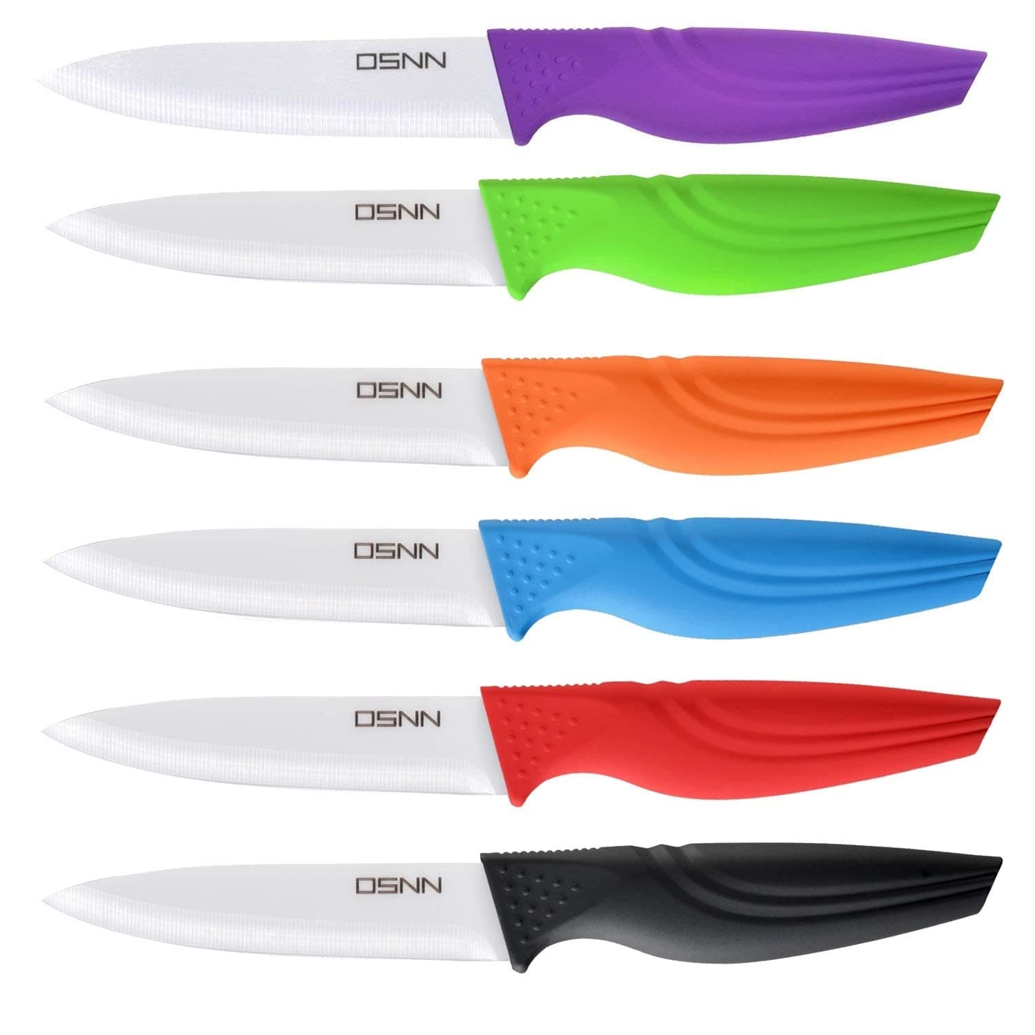 DSNN Modern Ceramic Steak Knives Muti-color Sharp Outdoor BBQ Knife 6pcs/lot