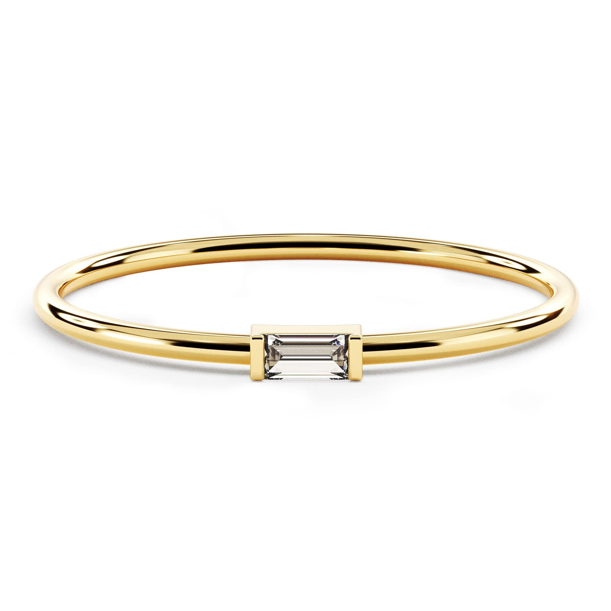 Eternate 14k Solid Gold Bezel Set Baguette Birthstone Ring for Women, Customized Rings in Yellow Gold, Rose Gold, White Gold