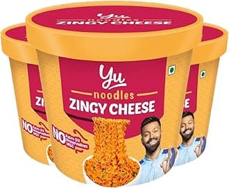 Yu Foodlabs Cup Noodles - Zingy Cheese - Saucy Noodles - Pack Of 3 - Instant Food - Natural & Veg - Ready To Eat Instant Noodles In 5 Mins - 675G - Yu Foodlabs,Natural - Preservative Free, 315 Gm