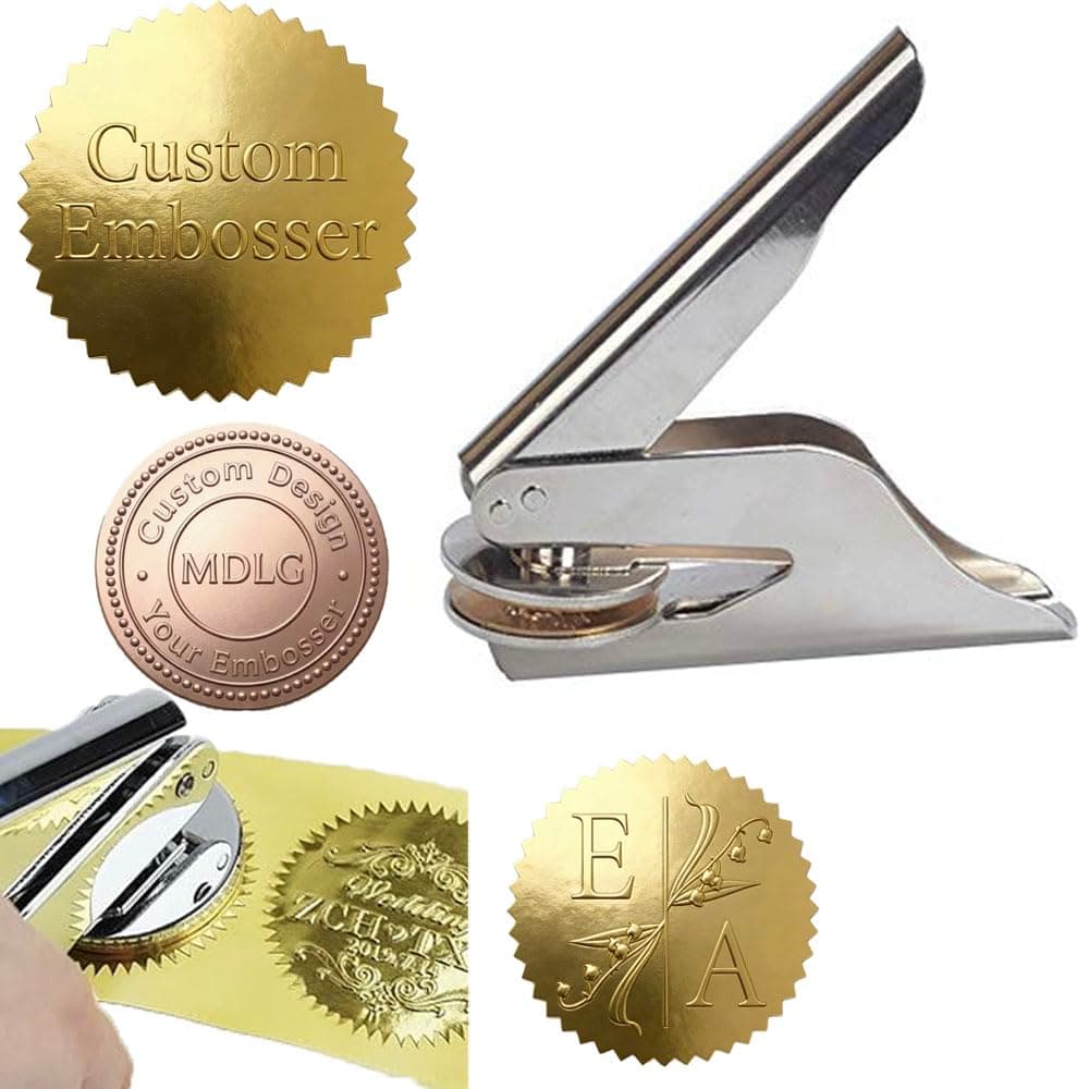 MDLG Custom Embosser Stamp-Personalized Your Own Design Embossing Seal Emboss...