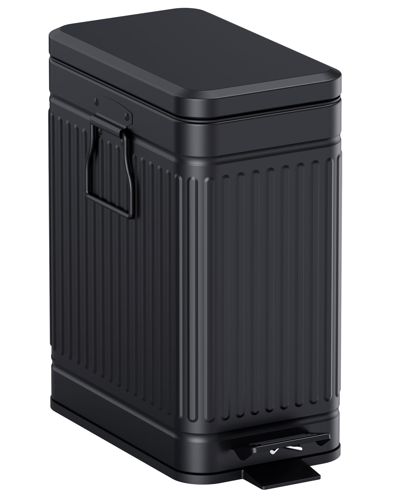 GibHerz Small Trash Can with Lid Soft Close-10L/2.6 Gal Stainless Steel Outdoor Dog Poop Garbage Can-Metal Waste Bins with Pedal for Bathroom Bedroom Office-Black