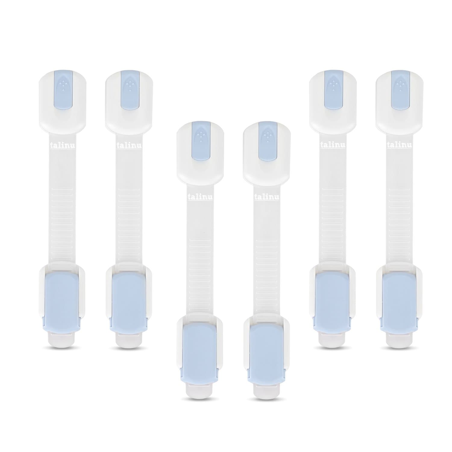 Child Safety Locks - Adjustable Strap Latches for Cupboard Door Fridge - No Drilling or Tools
