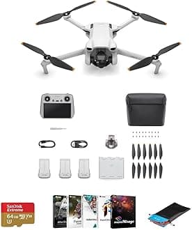 Mini 3 Drone Fly More Combo with RC Remote Controller Bundle with 64GB microSD Card, Corel PC Software Kit, Foldable Landing Pad