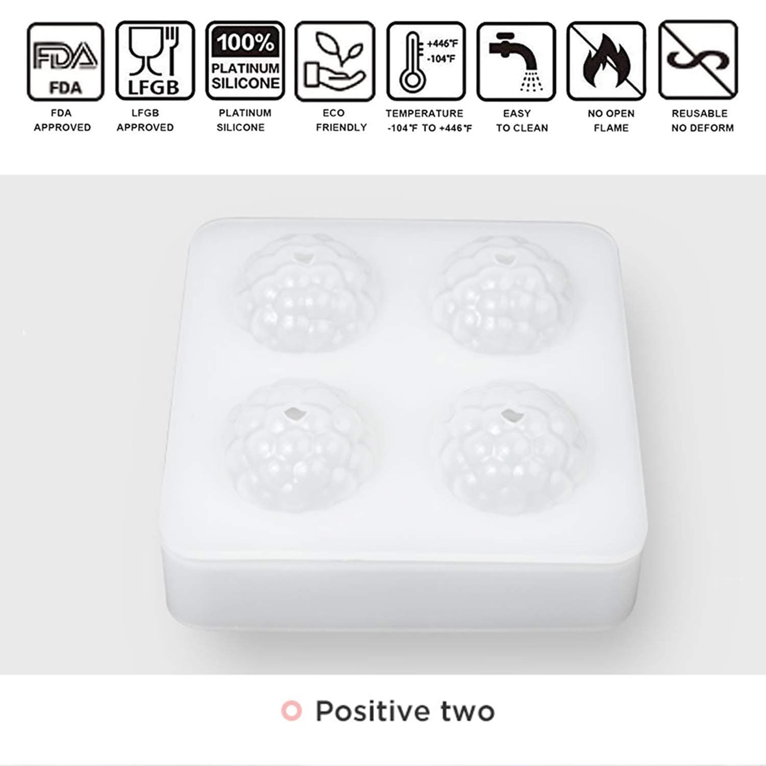 3D Raspberry Silicone Baking Mold for Mousse Cake, Candy, Chocolate Truffle, French Dessert, Pastry, Cupcake, Ice Cream, Cake Decoration - Raspberry Shape (4-Cavity)