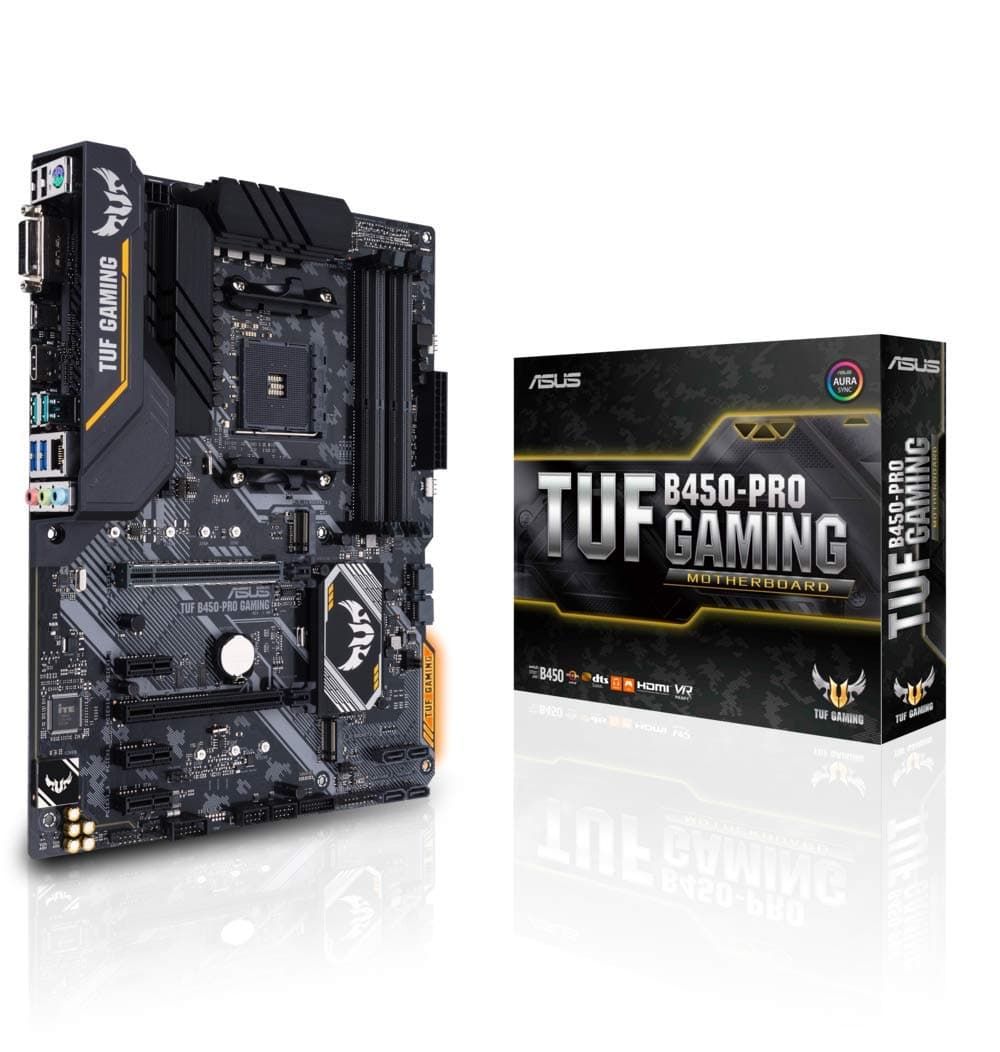 ASUS TUF Gaming B450-PRO ATX Motherboard, AMD Socket AM4, AM4, Ryzen 3000 Ready, PCIe 3.0, M.2, DDR4, LAN, HDMI, DVI-D, USB 3.1, Aura Sync RGB, (90MB10C0-M0EAY0)