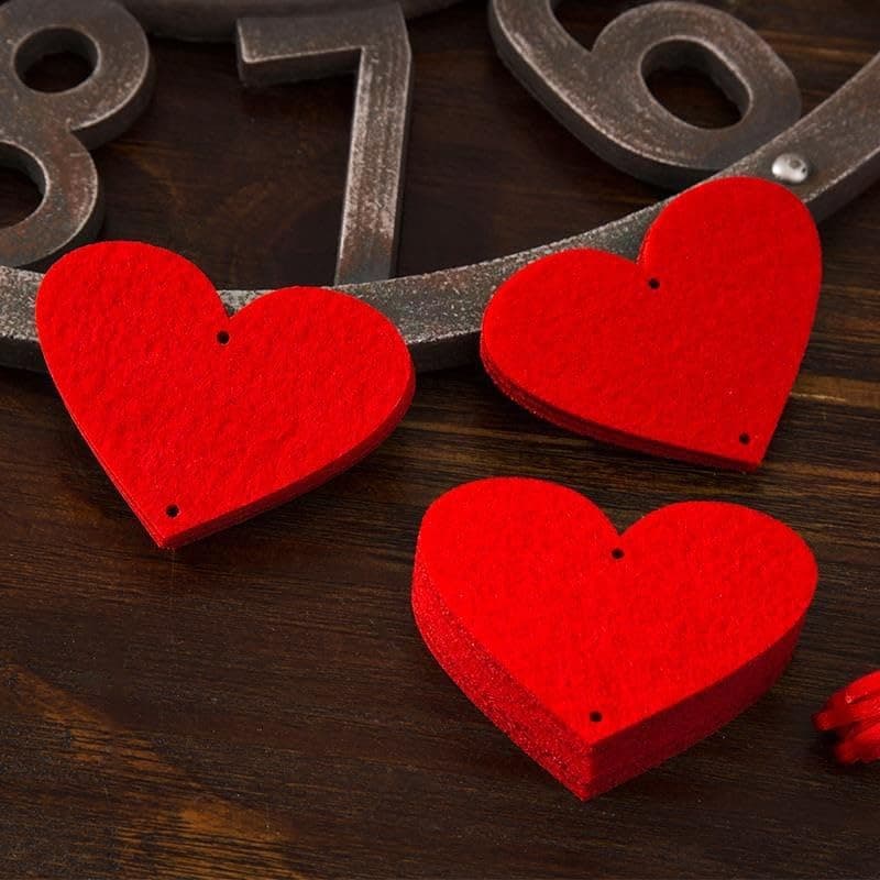 Valentines Day Decor 75Piece Red Felt Heart Garland Hanging String - Ready-to-Use Romantic Valentines Day Decorations for Home, Wedding, Anniversary, Birthday Party - No DIY (Red)