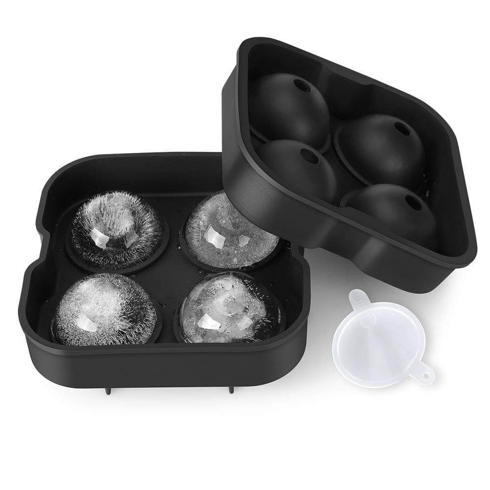 AXHKIO Silicone Rounds Maker-Make 4.5cm(Diameter) -30% Bigger Sphere Than Tray Ice Cube Moulds, Perfect for Japanese Whiskey, Cocktail and Any Drink, Silver, 12.7 x 12.5 x 4.7 cm