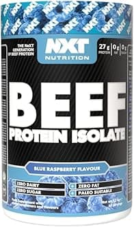 Beef Protein Isolate Powder - Protein Powder High in Natural Amino Acids - Paleo, Keto Friendly - Dairy and Gluten Free - Muscle Recovery | 1.2kg (Blue Raspberry)