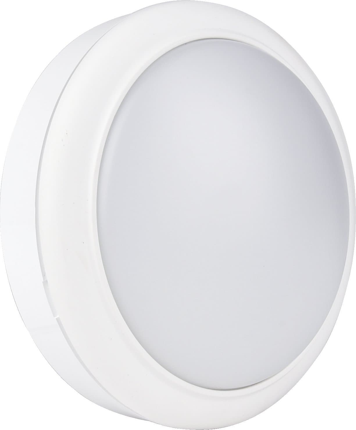 UKEW 15W LED Bulkhead Light - White Trim Flush Round Dome SMD Daylight 6500K IP65 Waterproof Frosted Cover Wall Ceiling Mounted Fitting for Bathroom Hallways