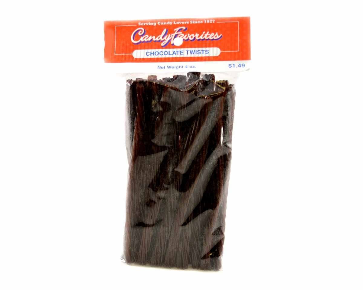 Chocolate Licorice Twists 4 Ounce Peg Bags - 6 / Box
