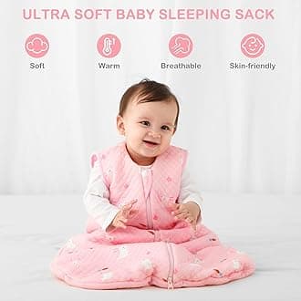 Yukkidds Baby Sleeping Bag 2.5 Tog 12-18 Months Newborn Sleeping Bag 100% Cotton Sleep Sack for Winter Warm and Comfortable Pink