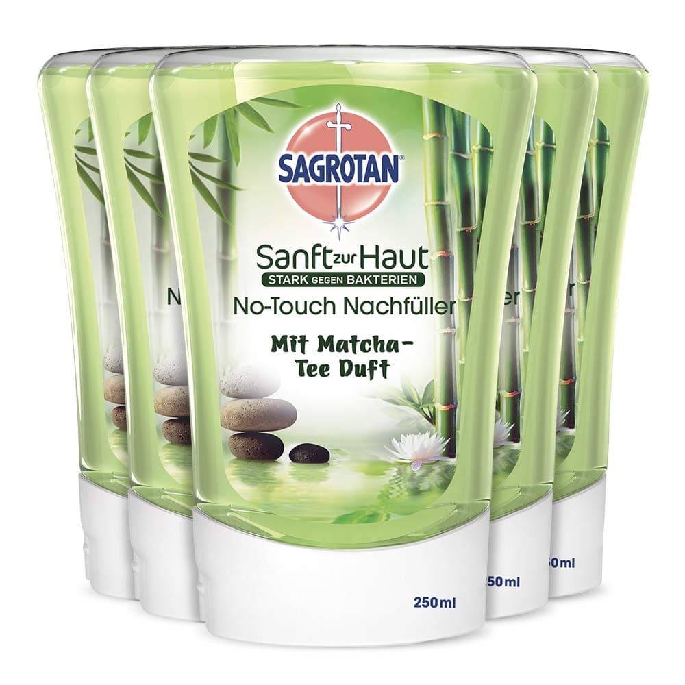 Sagrotan No-Touch Matcha Tea Refill for Automatic Soap Dispenser Hand Soap in Practical Value Pack 1250 ml