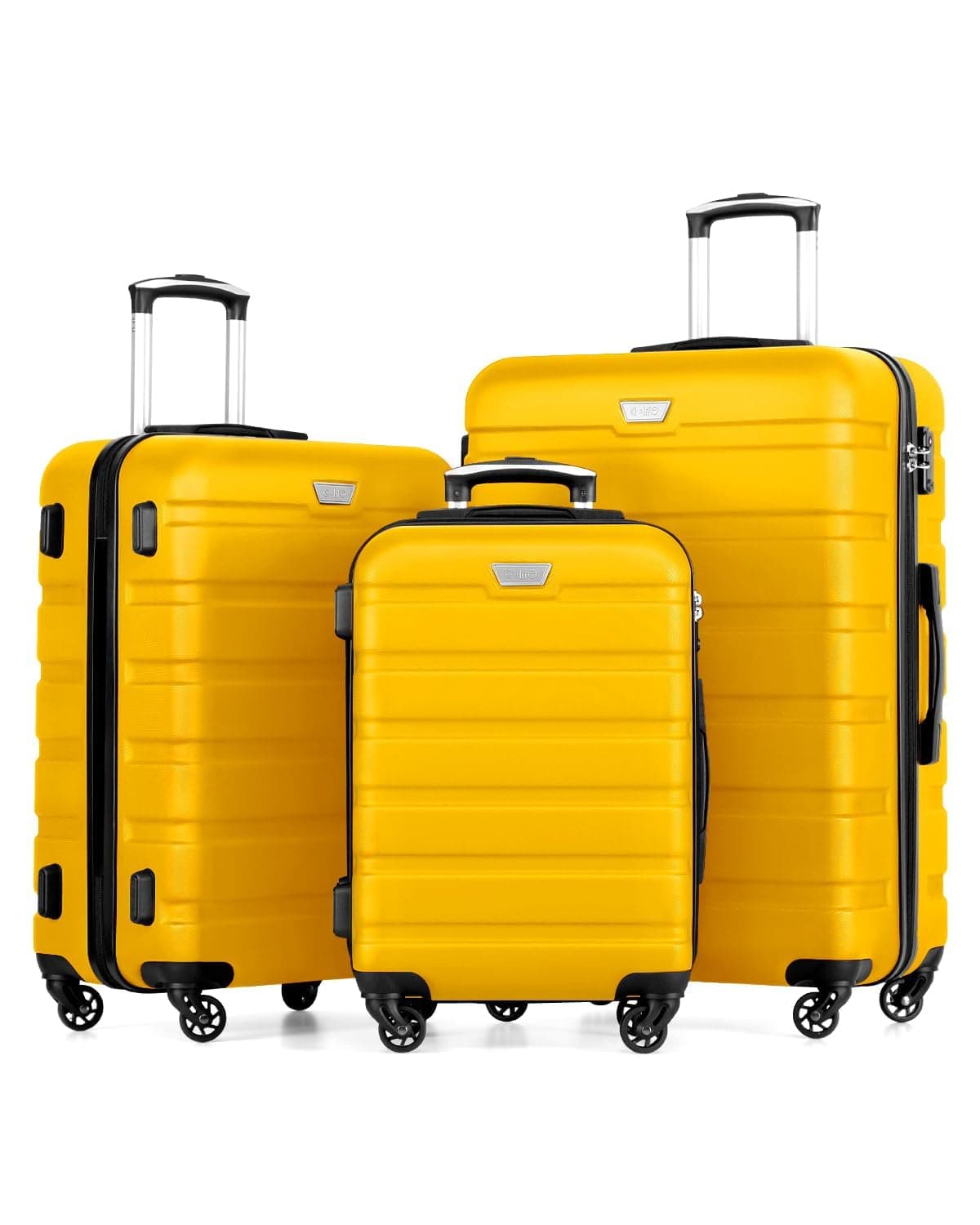 Luggage 3 Piece Set, Lightweight Durable Hardshell Suitcase set with 360° Spinner Wheels, TSA-approved Lock, Checked Family Travel Luggage sets, 20/24/28 Inch, Yellow