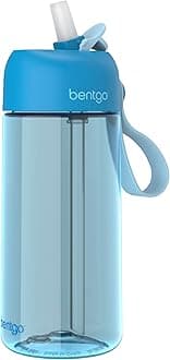 Bentgo Kids Water Bottle - Leak-Proof, Durable Tritan, BPA-Free 15 oz. Cup for Kids/Toddlers Ages 3+ - Flip-Up Straw & Dishwasher Safe for School, Sports, Daycare & Camp (Blue)