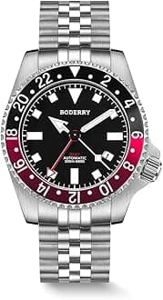 BODERRY Men's Watch Titanium Automatic 200M Waterproof Diver Watch with GMT Automatic Movement and Titanium Bracelet—Admiral
