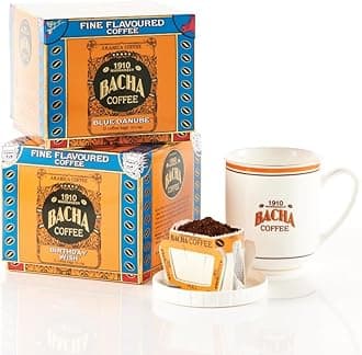 Bacha Coffee Birthday Wish and Blue Danube 100% Arabica Beans Specialty Coffee Bag Gift Box Bundle