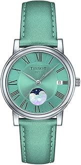 Womens Tissot Carson Premium Lady Moonphase Swiss Quartz Watch, Blue, Leather, 16 (T1222231635300)