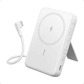 Zolo Magnetic Power Bank, 10,000mAh Wireless Portable Charger with 30W Max Fast Charging, Battery Pack with Built-In USB-C Cable and Adjustable Stand, For iPhone 15/14 Series, AirPods, and More