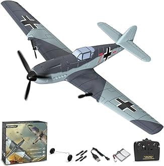 volantexrc RC Plane 3 Channel Remote Control Airplane Fighter Toys, 2.4GHz 6-axis Gyro Stabilizer RTF Glider Aircraft Plane, Easy to Fly for Adults Beginners (BF109)