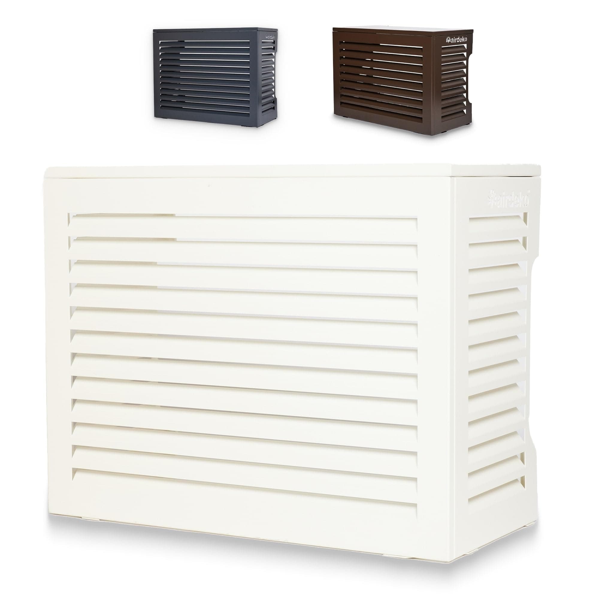 Airdeko Premium Mini Split AC Air Conditioner Cover for Outside Units - Decorative Metal Mini Split Condenser Cover - Rustproof, All-Season Outdoor Protection with Sleek Design - Secure & Durable (L)