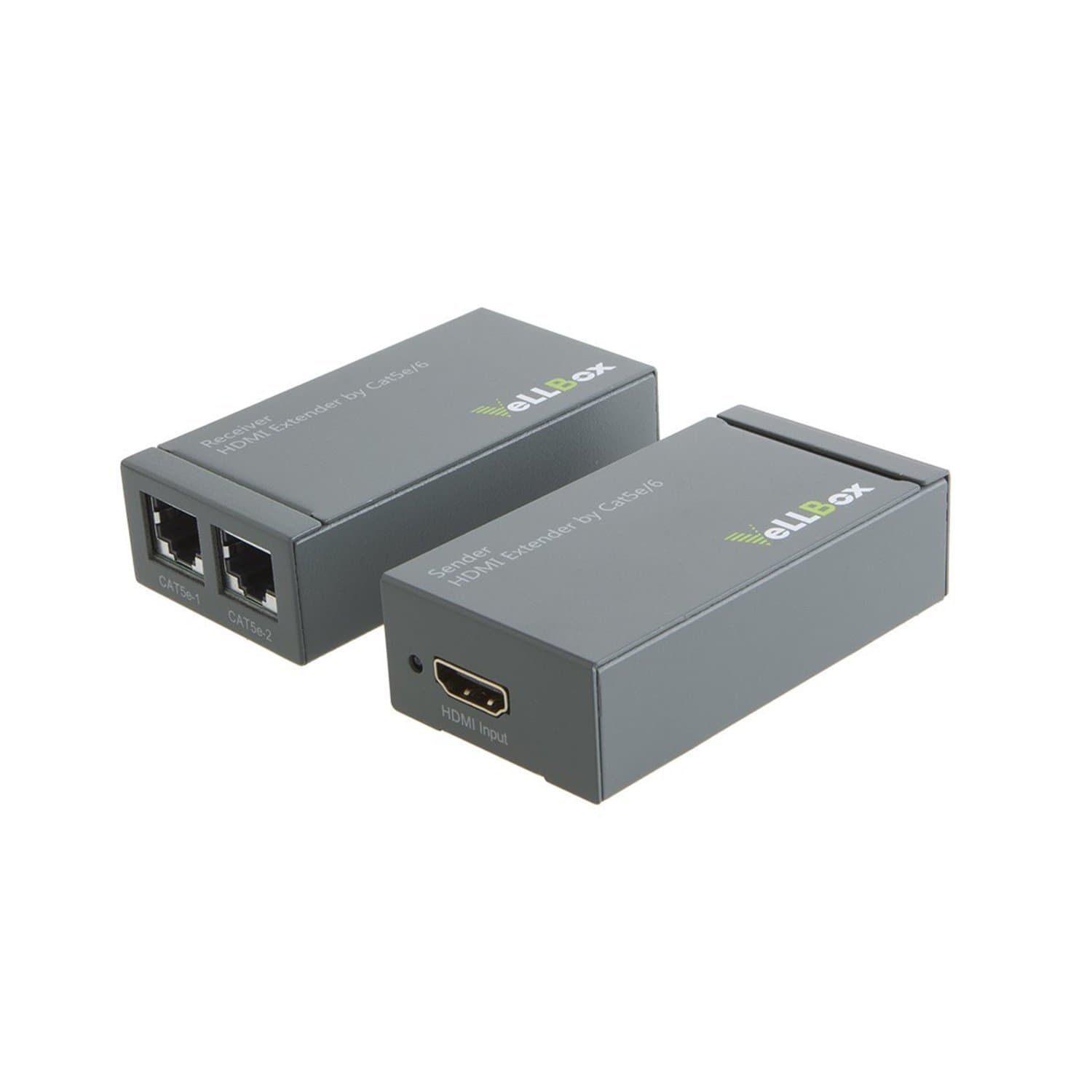 VeLLBox HDMI Extender 60m by cat5e/6/7 Cable 60m, Support Resolution up to 1080p 5V/2A Universal Power Adapter, Grey