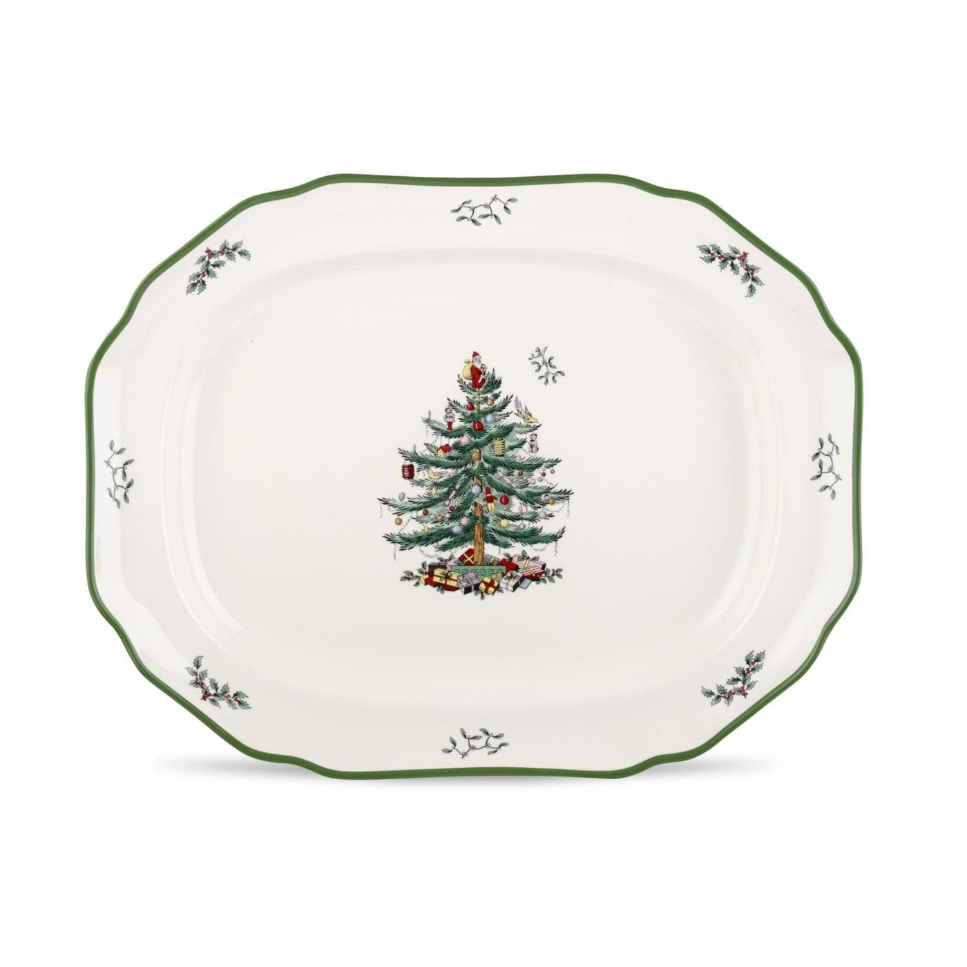 Spode Christmas Tree Collection 19" Sculpted Platter - Nostalgic Tree Design, Holiday Serving Tray for Christmas Dinners - Fine Porcelain, Dishwasher & Microwave Safe, Vintage-Inspired Tableware