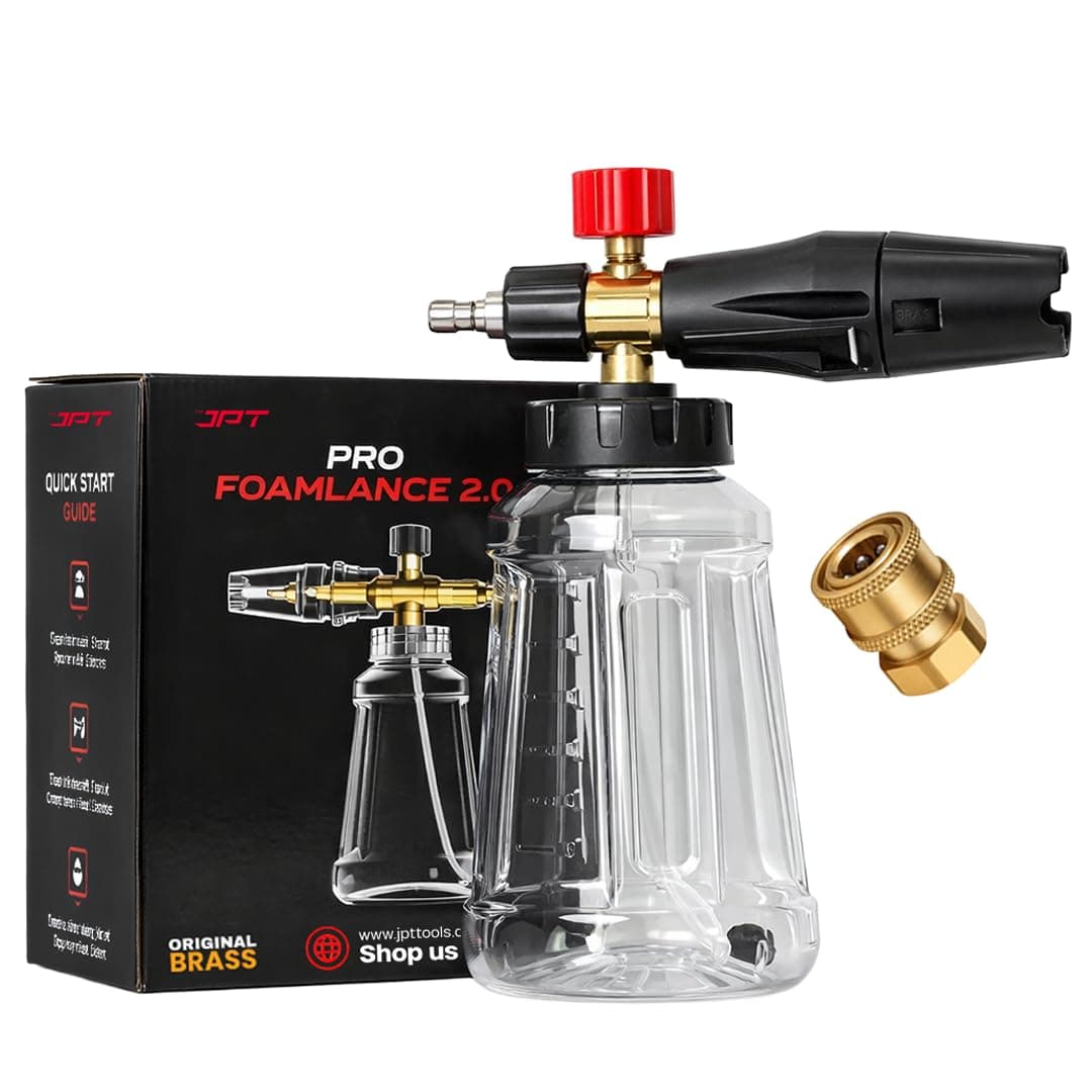JPT New Advance Transparent Adjustable Pro Foam Cannon for Thick Clinging Foam with 1000 PSI | 70 Bar | 1.1mm Orifice | Brass + ABS Nozzle | 1/4" Quick Connector Included
