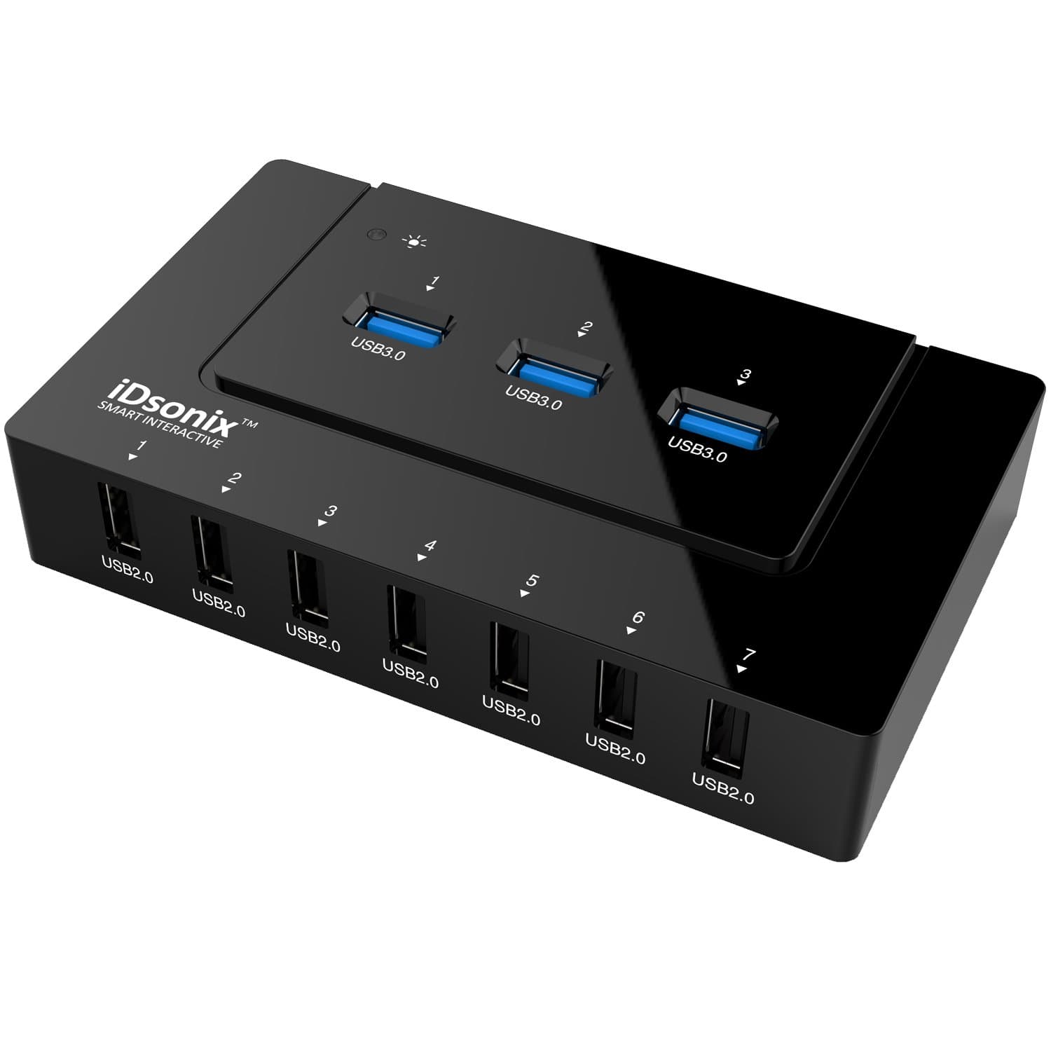 iDsonix® 10 Port USB 3.0 Hub (3 USB 3.0 + 7 USB 2.0) With 12V 4A Power Adapter Build-in Surge Protector [VIA VL812 Chipset ] 3.3 Foot USB3.0 Cable included