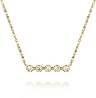 14K Gold Necklaces for Women Gold Pendant Necklaces for Women with Cubic Zirconia Exudes Elegance and Charm Bar Necklace for Womens with CZ Pendant Adjustable in Length 18in