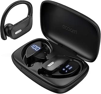 Sport Wireless Earbuds Bluetooth Headphones 80hrs Playtime Deep Bass Ear Buds with Earhook Noise Cancelling Mic Waterproof Earphones for Workout Running (Matte Black)