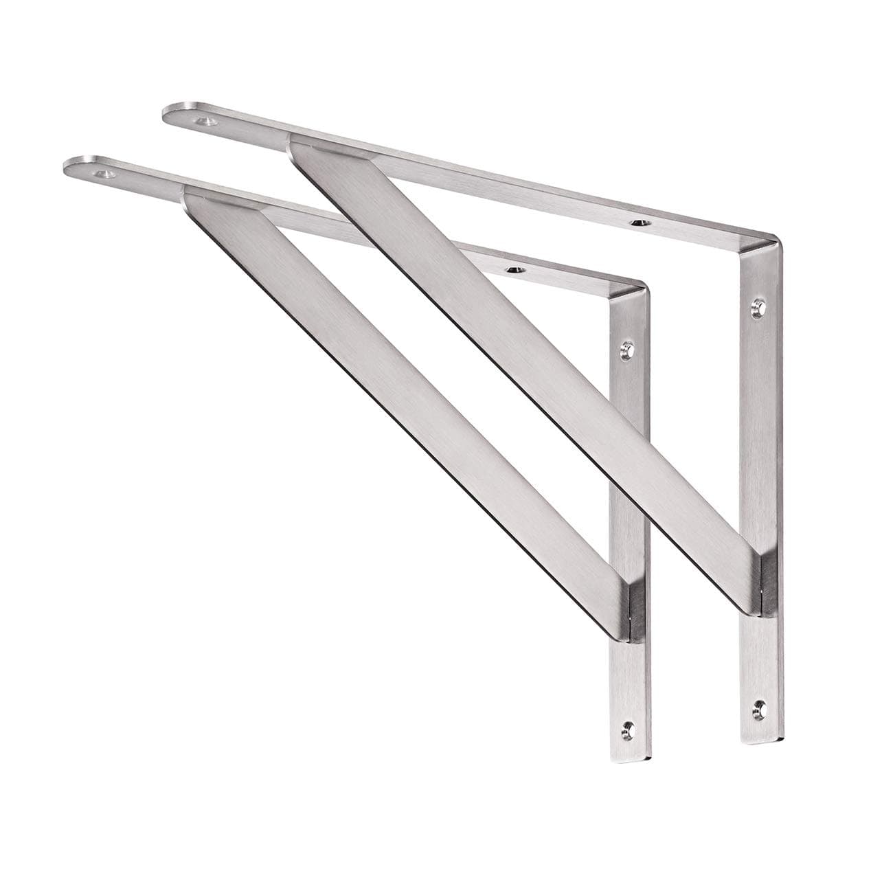 YUMORE Shelf Bracket 14”, Max Load: 440lb Heavy Duty Stainless Steel Solid Shelf Support Corner Brace Joint Right Angle Bracket, Pack of 2