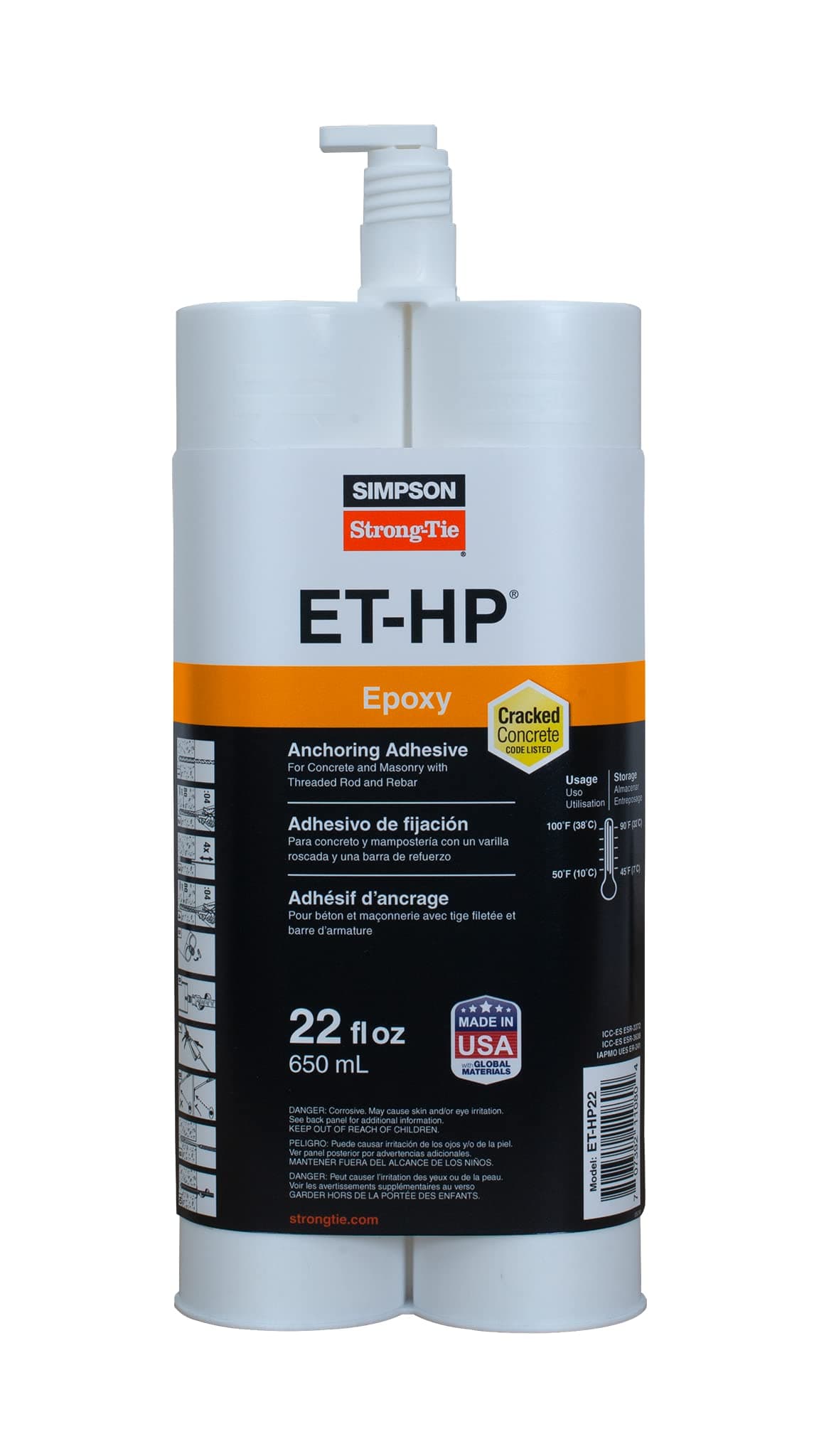 Simpson Strong-Tie ET-HP22-N ET-HP 22-oz. Epoxy Adhesive Cartridge w/Nozzle and Extension