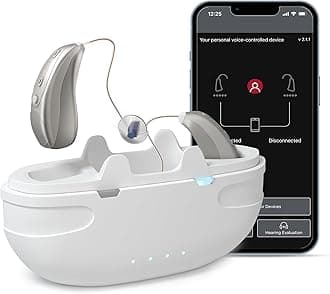 Bluetooth Hearing Aids for Seniors Rechargeable with 3 Noise Cancelling Program, Protable Bluetooth Hearing Aids with Smart App Control, Hand-free Phone Call, Adjustable Frequency