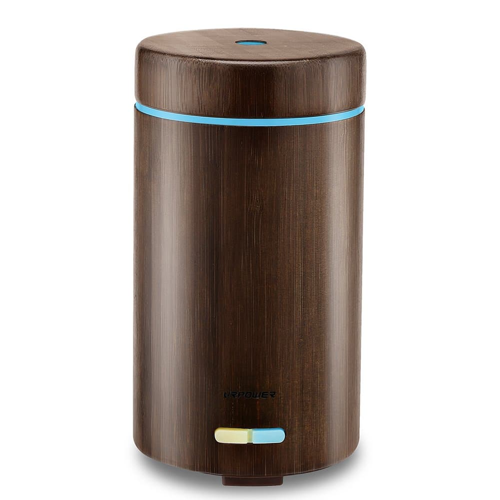 URPOWER Real Bamboo Essential Oil Diffuser Ultrasonic Cool Mist Aromatherapy Diffuser for Essential Oils with Adjustable Mist Mode，Waterless Auto Shut-off for Home Office Living Room Study Yoga Spa