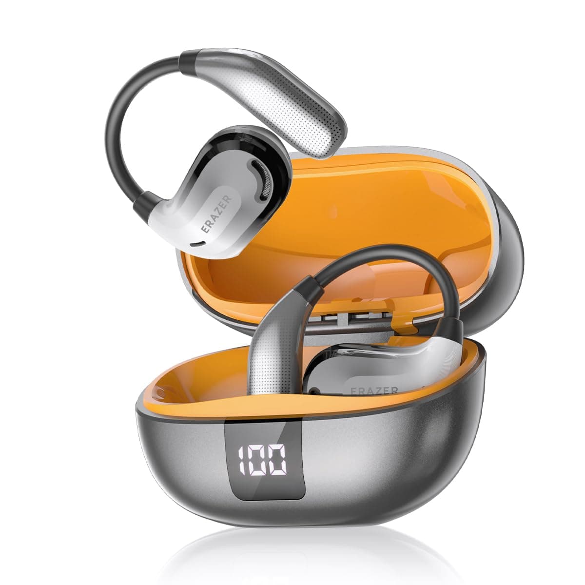 ERAZER XT66PRO AI Translation Earbuds Real Time OWS Wireless Bluetooth Earphones 135 Language Translator Earbuds Open Ear translating Headphones for Travel Business Learning Silver