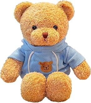 11.8 inches Teddy Bear Stuffed Animals Soft Plush Cute Teddy Bear with Hoodie Doll for Boys Girls (Blue)