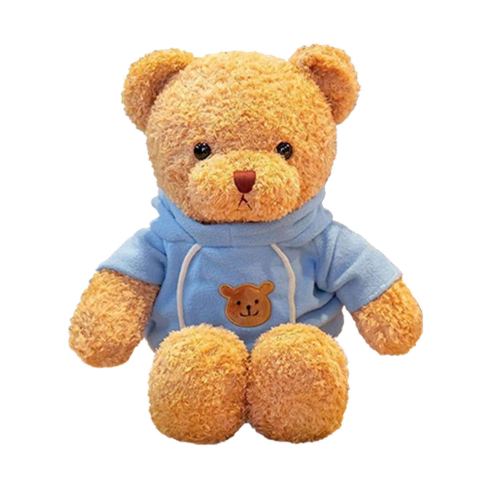 11.8 inches Teddy Bear Stuffed Animals Soft Plush Cute Teddy Bear with Hoodie Doll for Boys Girls (Blue)