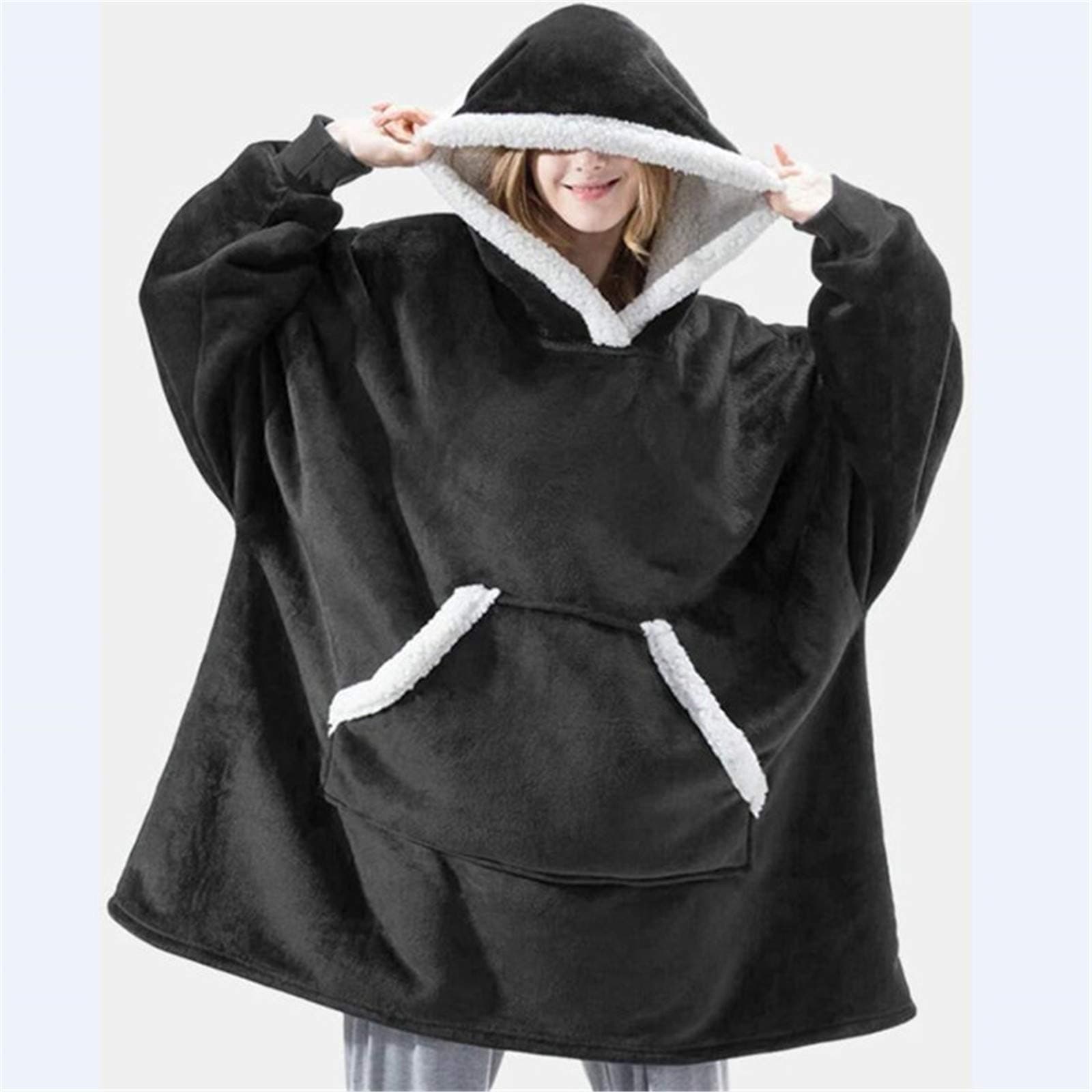 Unisex Hoodie Blanket Sweatshirt,Sherpa Giant Pullover with Large Front Pocket,Ultra Soft Sherpa Fleece Warm,Oversized Wearable Blanket Hoodie,TV-Blanket For