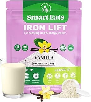 Smart Eats - Iron Powder | Highly Absorbed | Avoids Side Effects | Complete Nutrition: Protein, Vitamins, Fiber, Antioxidants | Makes Tasty Drinks & Shakes | Vegan | Vanilla Flavor | 30 Scoops