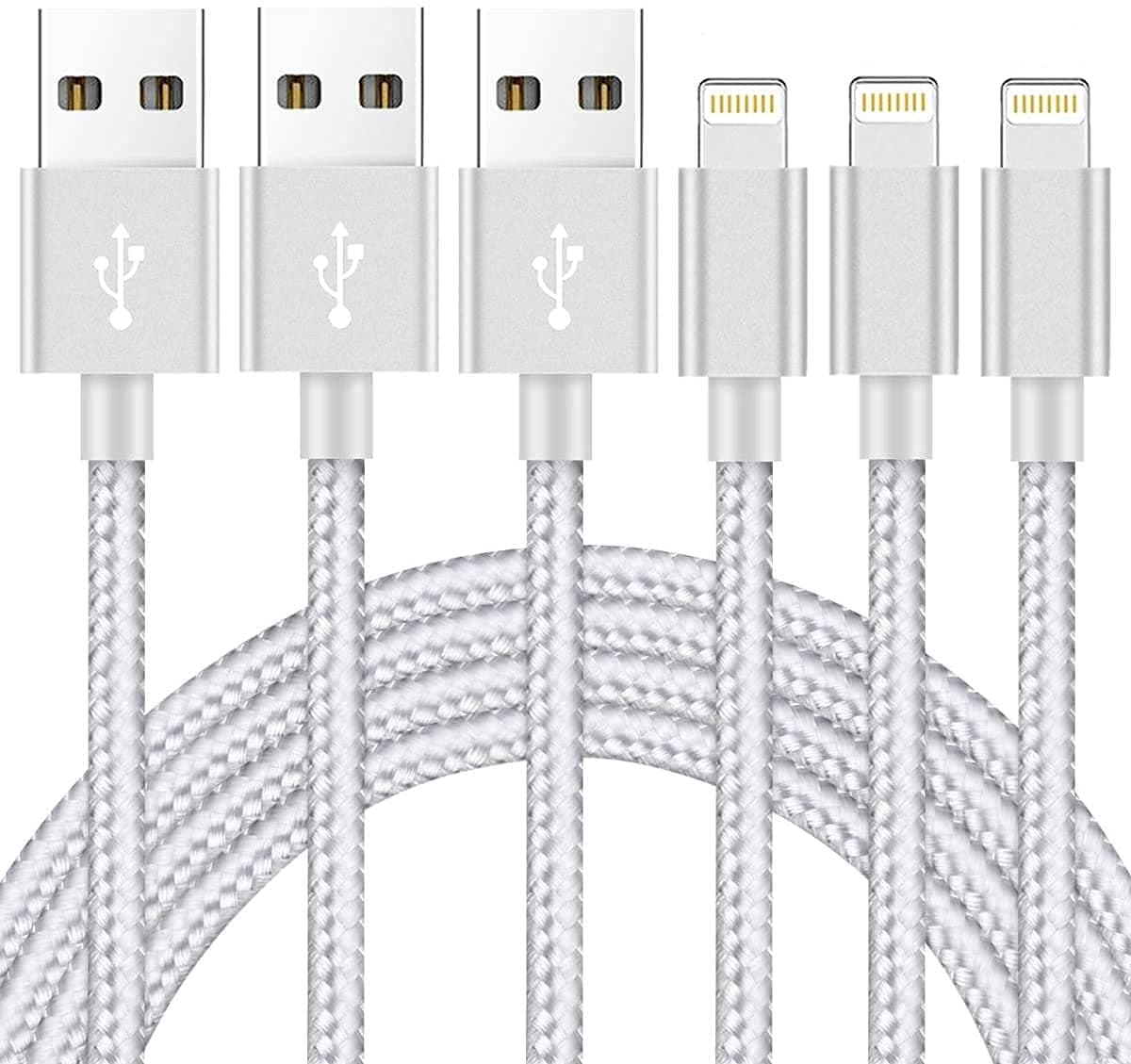 Ximytec Lightning Cable [MFi Certified] 3Pack 10FT iPhone Charger Cord Fast Charging Cable Compatible with iPhone 14 13 12 11 Pro Max 11 XS Max XR X 8 iPad,Silvergray