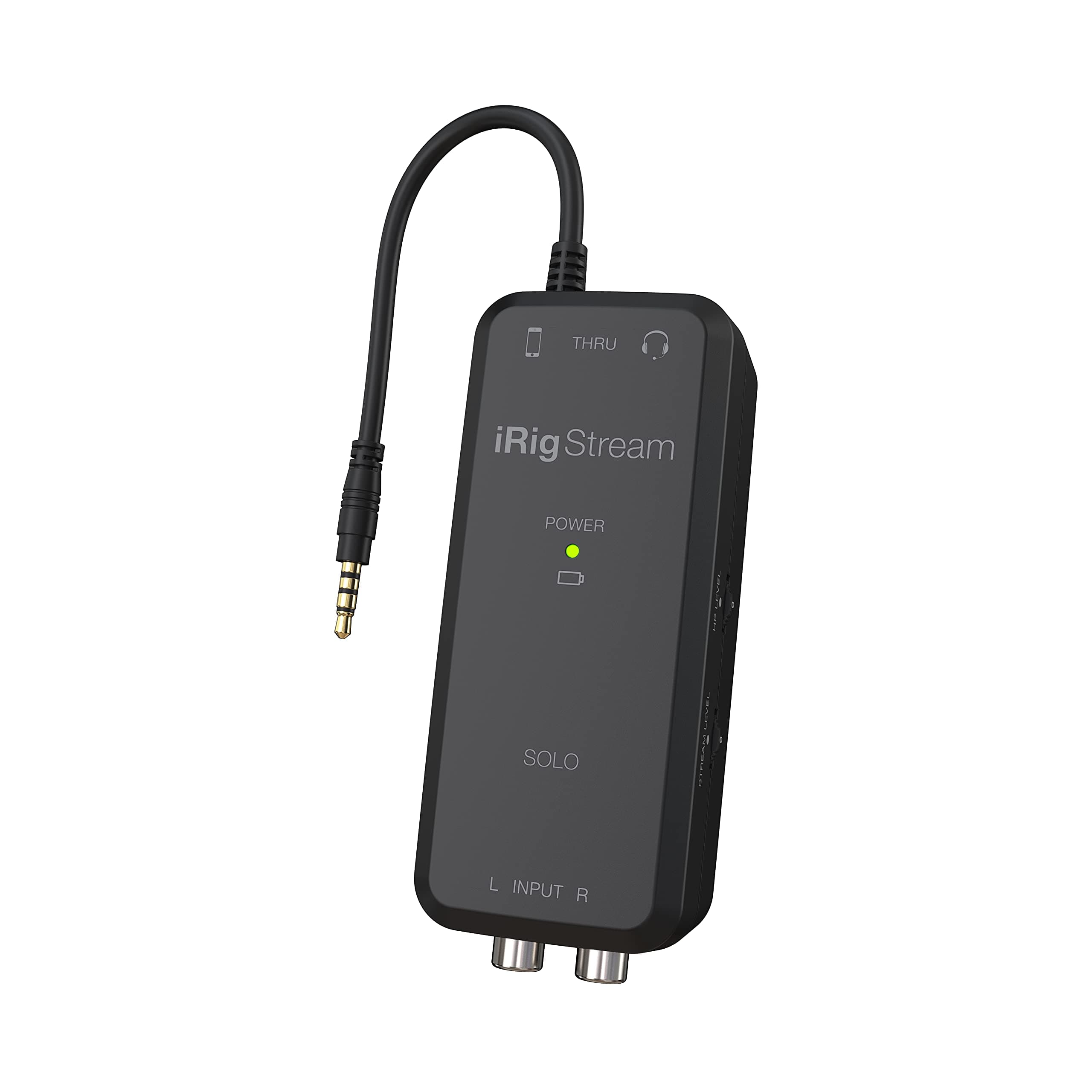 IK Multimedia iRig Stream Solo - Audio Interface for Livestream with Stereo RCA Input, and 1/8" Headphone Output - iOS/Android