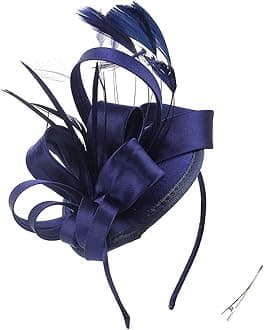 FELIZHOUSESatin Feather Fascinator Hats Headband for Women, Wedding Cocktail Tea Party Royal Ascot Church Head Piece, Costume Hair Clip Accessories